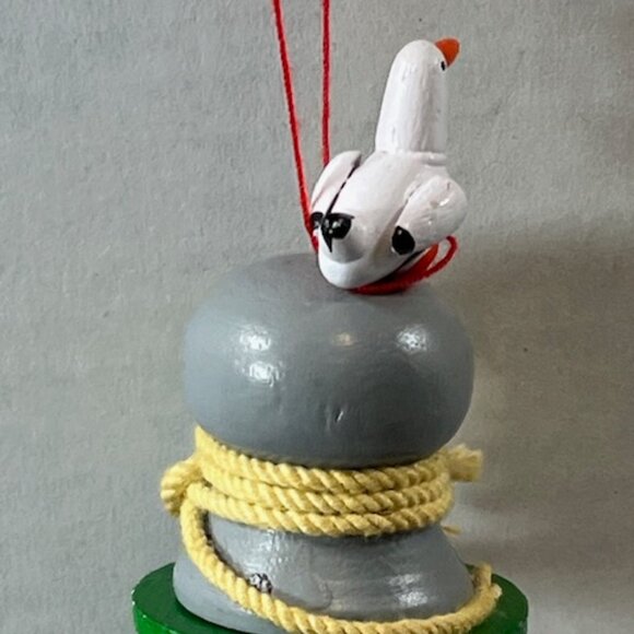 Wooden Seagull on Buoy/Dock Post Christmas Tree Hanging Ornament 2.75"Tall - Picture 5 of 10